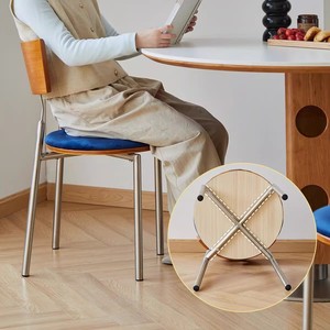 Time <b>Dining</b> <b>Chair</b> Solid Wood Upholstered Backrest <b>Chair</b> For <b>Dining</b> Room Adult Use 38x41x79.5cm Scandinavian Style - Product Image 4