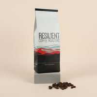 Sachet biodégradable à fond plat avec soufflet latéral pour emballage de grains de café / Sachet d'emballage de café / Sachet de café avec valve et fermeture éclair