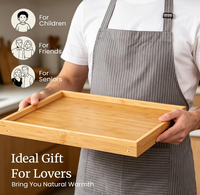Plateau de lit pliable en bambou avec poignées pour petit-déjeuner, repas et support portable pour ordinateur portable, idéal pour la maison et le canapé