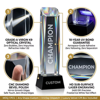 Trophée personnalisé en acrylique cristal, bord biseauté, impression UV, gravure laser, n'importe quelle forme, taille, texte