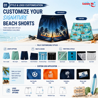 Snel drogende heren boardshorts, waterdichte surfshorts voor heren, ademende zwembroeken, ODM fabrikant
