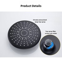 Colonne de douche économique noire mate avec pommeau de douche effet pluie, ensemble de douche moderne en laiton à quatre fonctions avec rangement