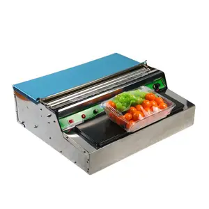 portable desk-top shrink wrapping machine food hand wrapper vegetable fruit cling film packaging machine