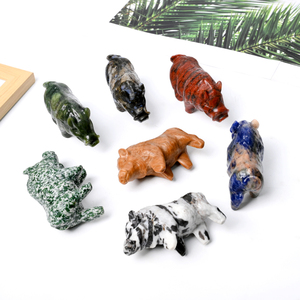 Escultura de Cristal Curativo de Alta Calidad al por Mayor, Figura de Cerdo de Cristal Mixto para Decoración del Hogar - Product Image 1