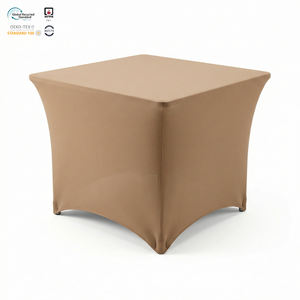 Housse de table extensible noire de qualité commerciale, 6 pieds, en spandex, imperméable, résistante à l'huile, personnalisable, pour la restauration - Product Image 1