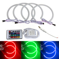 HTAUTO Anneaux lumineux LED RGB multicolores 5050 131MM pour BMW E36 E38 E39 E46