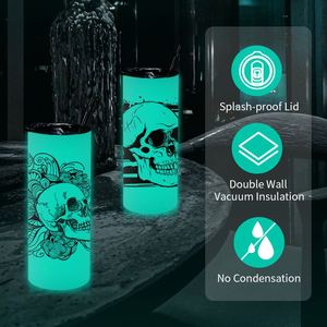 20oz Sublimation Straight Tumbler Halloween Glow in the Dark Fluorescent <b>Cup</b> Stainless Steel <b>Insulated</b> White Change Green Blue - Product Image 4