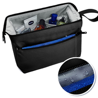 Trousse de toilette Royal Fair personnalisée en nylon noir Portable grand sac de rangement pour lavage de toilette salle de bain douche sac organisateur