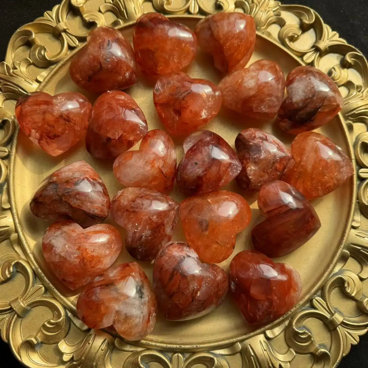 4-6 cm Palm Heart Natural red fire quartz hematoid Crystals Healing Palm Stone Bulk