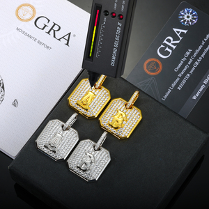 Brillante Hip Hop joyería chapado en oro plata esterlina 925 VVS Moissanite diamante helado letra suspiro perro etiqueta colgante - Product Image 3