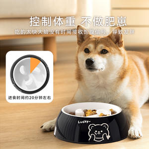 Grande Diâmetro Anti-Derrubamento Cão Aço Inoxidável Plástico Pet Supplies Slow Food Dog Food Tigela De Água Tigela De Arroz Tigela - Product Image 3