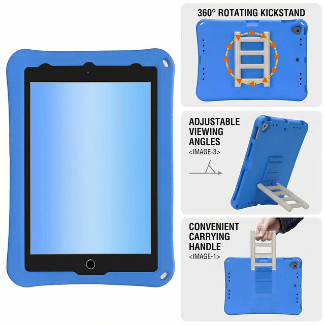 Shockproof Kids' Tablet Case with 360° Rotating Adjustable Stand for Apple iPad Mini 1 2 3 4 5 6 7 Air 2 2013 2014 Pro 9.7inch
