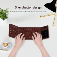 Keyboard Lipat Tiga Nirkabel Mode Ganda, Mini Portabel Isi Ulang untuk Laptop Kantor dan Perjalanan, Keypad Lipat Tipis