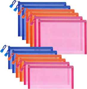 Vibrant <b>Nylon</b> <b>Plastic</b> Document <b>Bag</b> with Zip Lock Durable and Reusable Mesh Zipper Pouch Travel Essentials Organizer Folder <b>Bag</b> - Product Image 1