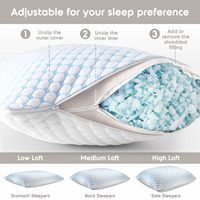 Lit ferme fermeture éclair literie taies d'oreiller Cool bambou tissu grand Gel de refroidissement cervical infusé bleu forme de mémoire mousse cou oreiller Cool