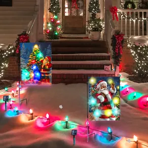 Lighted LED Holiday Garden Flags For Outside Christmas Garden Flag 12x18 Double Sided