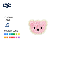 Patch thermocollant en chenille 3D de qualité supérieure, motif tête d'ours de dessin animé mignon, doux et moelleux