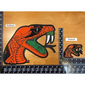 Stock 4inch Chenille College sports logo iron on patches FAMU Rattlers mascot patches