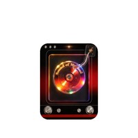 Magnétique de réfrigérateur NFC en forme de tourne-disque rétro - Décoration de réfrigérateur avec lecture automatique de chansons NFC et lumière LED rotative
