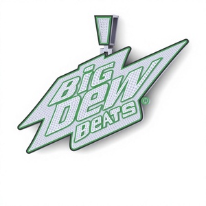 Colgante con el Logotipo de Big Dew Beats, Esmalte Verde, Plata 925 + Moissanita, Estilo Hip Hop Rock - Product Image 1