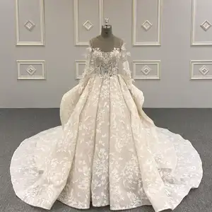 Hot sales Gorgeous Beaded Lace Wedding Dress Bridal Gown With Long Sleeve