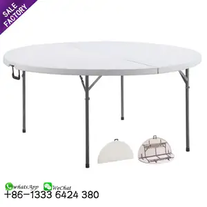 Table Portable pliable en plastique, forme ronde, léger, table à manger, Camping, pique-nique, extérieur, blanc, léger