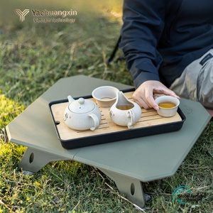 Table pliante en plastique d'extérieur avec hauteur réglable, table de camping légère pour les voyages en voiture et tables de pique-nique portables pour barbecue - Product Image 3