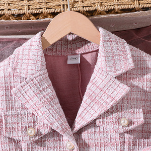 Completo Primaverile e Autunnale 2026 per Ragazze 8-12 Anni, Set Due Pezzi con Blazer Corto a Quadri e Abito Aderente Senza Maniche, <span class=keywords><strong>Abbigliamento</strong></span> per Adolescenti - Product Image 3