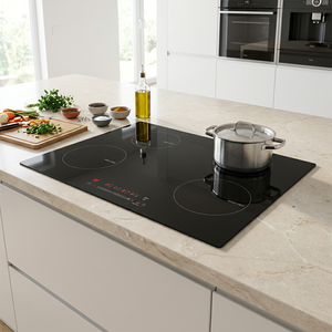 Table de cuisson à induction encastrable 6800W 4 zones 220V avec commande tactile coulissante, minuterie et verrouillage, plaque à induction noire - Product Image 4
