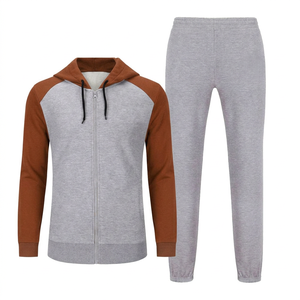 Conjunto Deportivo para Hombre, Gris, con Capucha, Manga Larga, Cierre de Cremallera, Sudadera y Pantalones Casuales, Transpirable, de Poliéster y Algodón, para Otoño - Product Image 2
