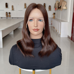 Dark Brown Glueless Body Wave Unprocessed Virgin Hair Lace Top Invisible Knots Wig for Women Curly Lace Frontal Human Hair Wig - Product Image 5