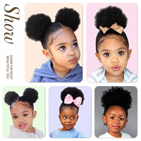 Chignon afro pour enfants, 4 pouces, bouclé crépu, moelleux, mat, en cheveux synthétiques résistants à la chaleur