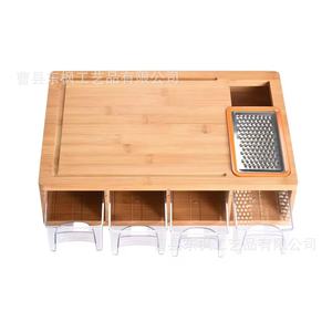 Tabla de cortar de madera con cajones, multifuncional, de bambú, para uso en la cocina. - Product Image 3