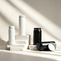 Flacon à pilules en aluminium noir et blanc, conteneur vide pour suppléments en métal, pot en aluminium à bouchon à vis pour capsules