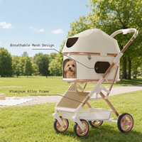 Poussette légère et portable pour animaux de compagnie, avec poignée et sangle détachables, pliage à un bouton, amortisseur de chocs, pour chiens et chats, idéale pour l'extérieur