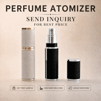 Nouvel atomiseur de parfum rechargeable en alliage de zinc avec fond en cuir, 5 ml, rond, noir et blanc, flacon pulvérisateur vide de poche pour parfum