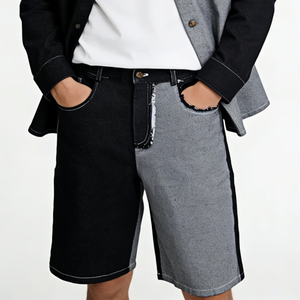 Pantalones Cortos de Mezclilla Holgados de Moda Urbana para Hombre con Logotipo Personalizado, Estilo Vintage, Pantalones Cortos de Trabajo, Pantalones Cortos con Parches - Product Image 1