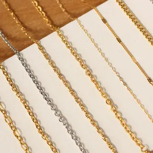 Trendy 18K Gold Plated Cuban Link Chains Necklaces Fine Jewelry Stainless Steel Cuban Chain Link Chain Necklaces for Women