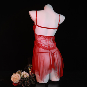 Chemise de nuit sexy en dentelle pour femmes, sans manches, transparente, avec entrejambe ouvert, vêtements de nuit 8021 - Product Image 3