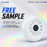 Roues de patins à roulettes LED 76/80/110 mm à changement de couleur, roues lumineuses clignotantes en PU, haute élasticité, fournisseur OEM d'usine