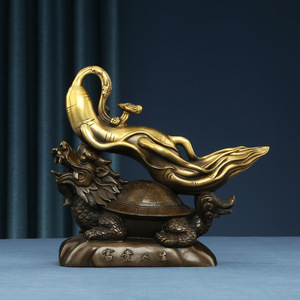 Ornement en laiton Dragon Tortue Ginseng Feng Shui pour la maison, le bureau, la décoration de bureau, cadeau pour la prospérité - Product Image 3