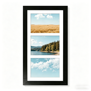 S&amp;L 7x14 Black Wood Collage Picture <strong>Frame</strong> with Mat for 3 Openings 4x6 <strong>Photos</strong> Large Wall Mount <strong>Triple</strong> <strong>Photo</strong> <strong>Frame</strong> Home Decor - Product Image 1