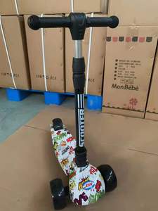 批发高品质涂鸦彩色3轮站立儿童滑板车高度可调儿童滑板车 - Product Image 5