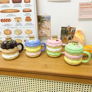 Taza <span class=keywords><strong>para</strong></span> Hamburguesas con Tapa y Cuchara, Gran Capacidad, Diseño Creativo, Taza <span class=keywords><strong>para</strong></span> Café, Desayuno, Regalo <span class=keywords><strong>de</strong></span> Cumpleaños <span class=keywords><strong>para</strong></span> <span class=keywords><strong>Parejas</strong></span> - Product Image 4
