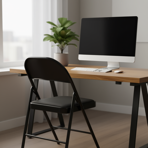 CASAMAX WL AK-9848 Chaise de bureau pliable avec siège en cuir PU et structure en acier, design minimaliste pour la maison ou le bureau 46x48x79 cm - Product Image 2