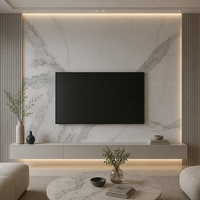 Dalle en pierre frittée élégante Victoria 1600x3200x6mm, aspect marbre blanc de luxe, pour mur TV d'hôtel et de villa
