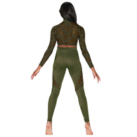Vêtements de danse jazz sexy en dentelle MiDee pour femmes, haut court à manches longues et leggings, ensemble 2 pièces, tenue de danse de rue pour fille cool, tenue Kpop