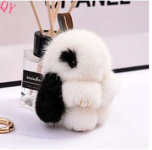 QQ Top Vente À La Mode Mignon Mini Lapin Porte-clés À La Main Véritable Fourrure De Vison Porte-clés Sac Pompon Sac - Product Image 6