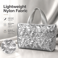 Sac à main en nylon matelassé rhombique pour femmes, sac fourre-tout rembourré avec compartiments intérieurs, grande capacité, sac à bandoulière