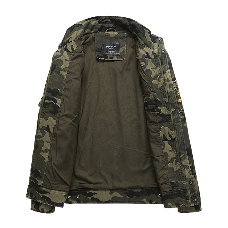 Men's Fashion Jacket 100% Cotton Camouflage Print Loose Fit Casual Street Wear with Stand Collar Canvas Fabric · image 3